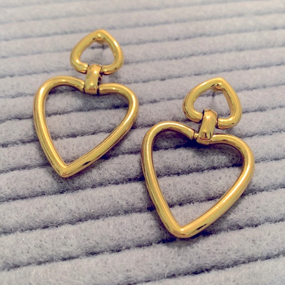 Monet Jewelry - VTG Monet double Heart ❤️ Earrings | Pierced back